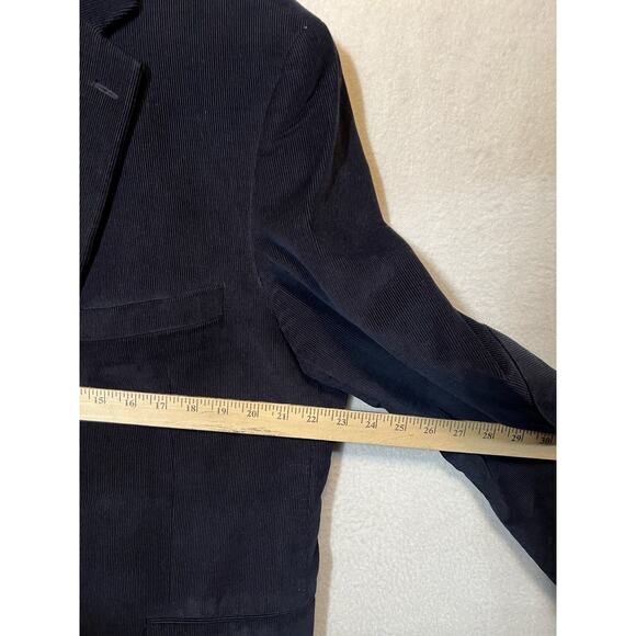 Stafford Signature‎ Mens Blazer 46R Corduroy Sport Coat Blue Cotton Elbow Patch - Picture 3 of 11